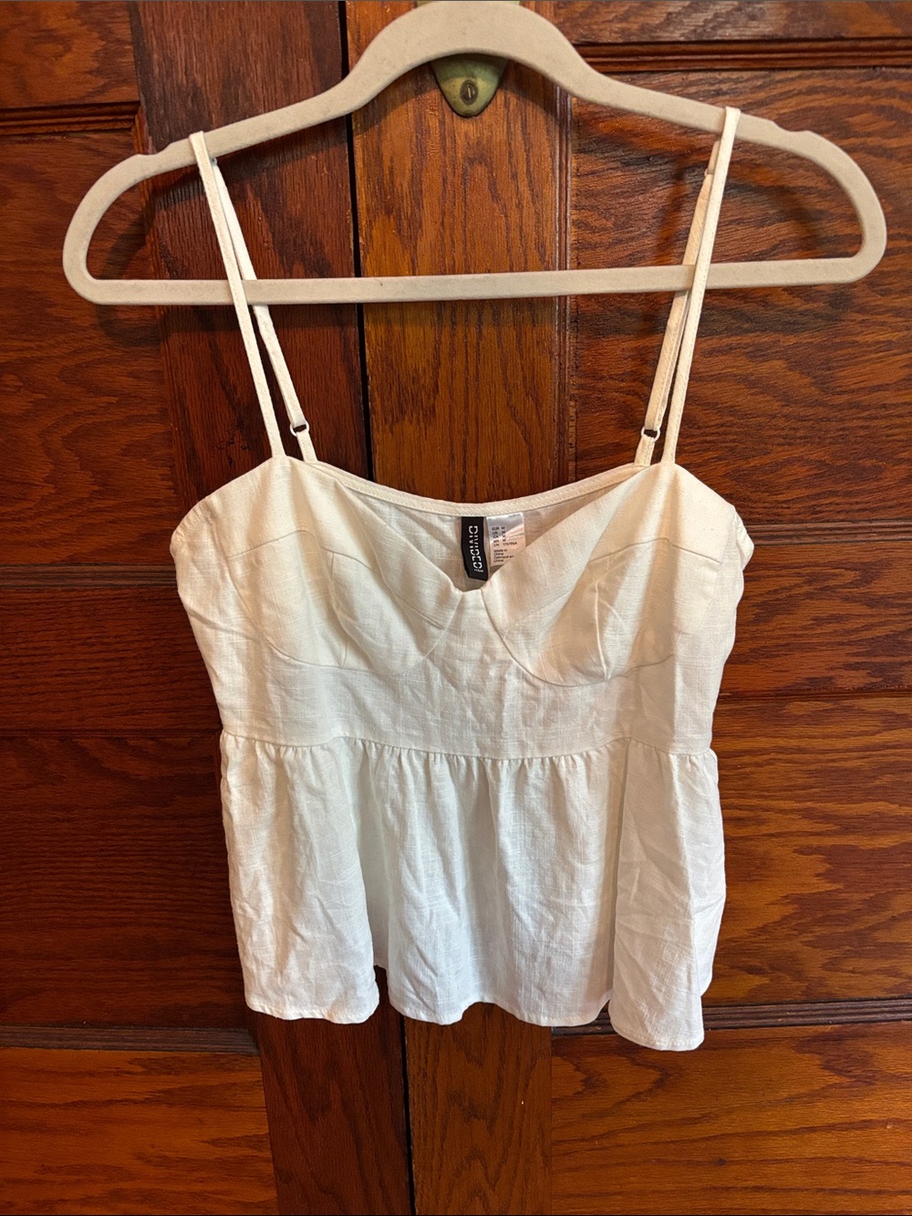 Cream Spaghetti-Strap Peplum Camisole